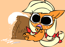 Size: 709x509 | Tagged: safe, artist:mushroomcookiebear, applejack, earth pony, pony, g4, female, food, solo, sugar (food)