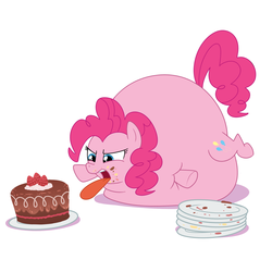 Size: 1200x1200 | Tagged: safe, artist:diablo2000, pinkie pie, g4, cake, cute, fat, immobile, inflation, obese, piggy pie, pudgy pie, stuffed