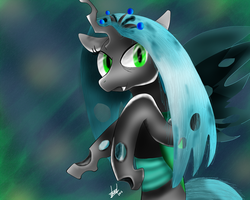 Size: 1300x1040 | Tagged: safe, artist:gusteaureeze, queen chrysalis, changeling, changeling queen, g4, crown, female, jewelry, regalia, solo