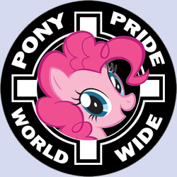Size: 350x350 | Tagged: safe, pinkie pie, g4, celtic cross, female, looking at you, open mouth, parody, smiling, solo