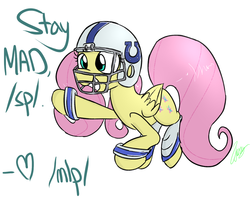 Size: 1500x1217 | Tagged: safe, artist:wuzzlefluff, fluttershy, g4, /mlp/, /sp/, american football, football helmet, grin, heart, helmet, indianapolis colts, nfl, smiling, squee, super bowl, super bowl xlix, that was fast