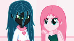 Size: 848x471 | Tagged: safe, queen chrysalis, oc, oc:fluffle puff, equestria girls, g4, fan animation, fluffle puff tales: "eg part 3", it came from youtube, makeup, old video, youtube link
