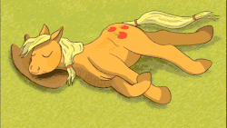 Size: 640x360 | Tagged: safe, artist:equum_amici, applejack, g4, animated, breathing, cinemagraph, eyes closed, female, on side, sleeping, smiling
