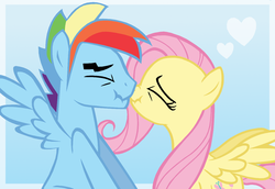 Size: 1275x876 | Tagged: safe, artist:dilemmas4u, fluttershy, rainbow dash, pegasus, pony, g4, duo, eyes closed, female, half r63 shipping, heart, kiss on the lips, kissing, male, mare, rainbow blitz, rule 63, scrunchy face, ship:flutterblitz, shipping, show accurate, stallion, straight