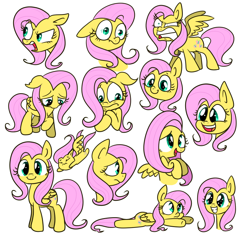 Flutterrage #819755 - safe, artist:vdru7, part of a set, fluttershy, g4, female ...