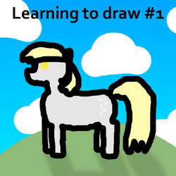 Size: 500x500 | Tagged: safe, artist:gergtaltd, derpy hooves, pegasus, pony, g4, female, learning to draw, mare, solo, stylistic suck