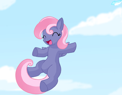 Size: 1000x776 | Tagged: safe, artist:cosmeon, starsong, earth pony, pony, g3, g4, eyes closed, female, filly, g3 to g4, generation leap, solo