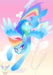 Size: 600x849 | Tagged: safe, artist:mmishee, rainbow dash, pegasus, pony, g4, cutie mark, female, flying, hooves, lineless, mare, solo, spread wings, teeth, wings