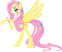 Size: 4763x4000 | Tagged: safe, artist:rexpony, fluttershy, g4, female, flower in hair, simple background, solo, transparent background, vector