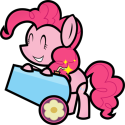 Size: 1629x1627 | Tagged: safe, artist:urpleb3atin, pinkie pie, earth pony, pony, g4, crossover, female, paper mario, party cannon, simple background, solo, style emulation, transparent background