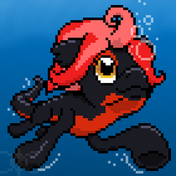 Size: 280x280 | Tagged: safe, artist:parallel black, oc, oc only, oc:mave, alp-luachra, original species, badumsquish approved, bubble, pixel art, solo, swimming, underwater