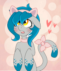 Size: 2349x2730 | Tagged: safe, artist:daydreamsyndrom, oc, oc only, oc:will o' wisp, cat, earth pony, pony, animated, female, heart, high res, mare, solo
