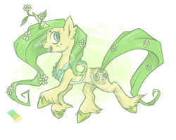 Size: 846x672 | Tagged: safe, artist:hoz-boz, oc, oc only, oc:daisy chain, pony, unicorn, adoptable, flower, flower in hair, freckles, looking at you, profile, solo, unshorn fetlocks