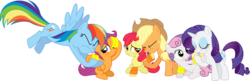 Size: 9360x3046 | Tagged: safe, artist:masem, apple bloom, applejack, rainbow dash, rarity, scootaloo, sweetie belle, earth pony, pegasus, pony, unicorn, g4, absurd resolution, adorabloom, apple sisters, belle sisters, blowing, blushing, cute, cutealoo, cutie mark crusaders, dashabetes, diasweetes, embarrassed, female, filly, floaty, foal, inflatable, inflating, jackabetes, mare, puffy cheeks, rainblow dash, raribetes, request, scootalove, siblings, simple background, sisters, transparent background, vector, water wings