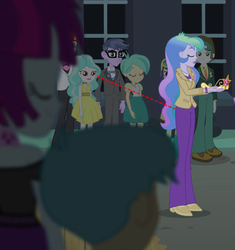 Size: 677x720 | Tagged: safe, edit, edited screencap, screencap, blueberry cake, bright idea, mystery mint, nolan north, paisley, princess celestia, principal celestia, scott green, tennis match, equestria girls, g4, my little pony equestria girls, background human, eyes on the prize, fall formal outfits, looking at butt, meme