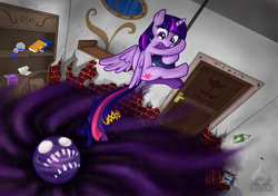 Size: 1200x844 | Tagged: safe, artist:obcor, twilight sparkle, alicorn, pony, g4, female, mare, the floor is lava, the floor is satan, this will end in tears and/or death, twilight sparkle (alicorn), vortex