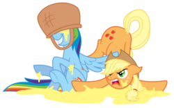 Size: 1600x1000 | Tagged: safe, artist:crystal-blackpaws, applejack, rainbow dash, earth pony, pegasus, pony, g4, .svg available, applesauce, duo, duo female, female, g1 reference, mare, simple background, svg, transparent background, vector