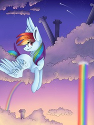 Size: 768x1024 | Tagged: safe, artist:pixelthepegasus, rainbow dash, g4, cloudsdale, female, solo