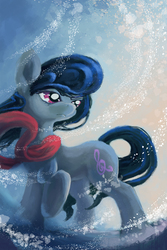 Size: 2500x3750 | Tagged: safe, artist:lukeine, octavia melody, g4, clothes, female, high res, scarf, snow, snowfall, solo, winter