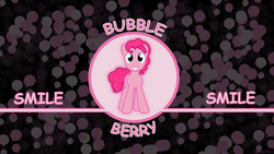 Size: 1920x1080 | Tagged: safe, artist:blackwater627, pinkie pie, g4, bubble berry, pink text, rule 63, solo, text, wallpaper
