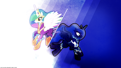 Size: 3840x2160 | Tagged: safe, artist:90sigma, artist:antylavx, idw, princess celestia, princess luna, g4, clothes, costume, flying, high res, idw showified, mask, superhero, superhero costume, wallpaper