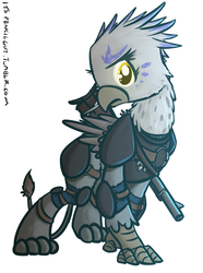 Size: 1204x1621 | Tagged: safe, artist:itspencilguy, oc, oc only, oc:kyra, griffon, fallout equestria, fallout equestria: wasteland economics, armor, frown, gun, looking at you, rifle, talon merc, weapon