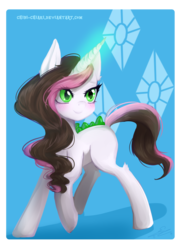 Size: 900x1246 | Tagged: safe, artist:chokico, oc, oc only, oc:verdent, dracony, hybrid, original species, interspecies offspring, offspring, parent:rarity, parent:spike, parents:sparity, solo