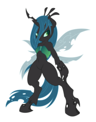 Size: 4972x6309 | Tagged: safe, artist:dfectivedvice, artist:tyler611, queen chrysalis, changeling, changeling queen, anthro, unguligrade anthro, g4, absurd resolution, colored, female, simple background, solo, transparent background, vector