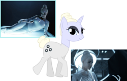 Size: 1133x721 | Tagged: safe, artist:issmafia, human, unicorn, female, gem (tron), horn, irl, irl human, mare, photo, ponified, screencap reference, tron, tron legacy