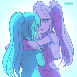 Size: 794x792 | Tagged: safe, artist:rileyav, aria blaze, sonata dusk, equestria girls, g4, crying, duo, embrace