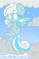 Size: 500x750 | Tagged: safe, artist:starlightlore, oc, oc only, oc:snowdrop, cloud, cloudy, cute, snow, snowbetes, snowfall