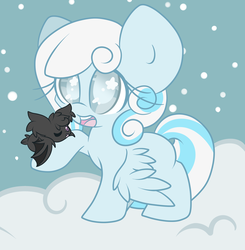 Size: 2080x2124 | Tagged: safe, artist:starlightlore, oc, oc only, oc:snowdrop, bat, cute, high res, snow, snowbetes, snowfall