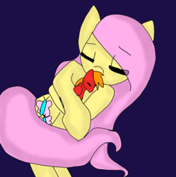 Size: 2560x2570 | Tagged: safe, artist:mclover-lilly, big macintosh, fluttershy, earth pony, pony, g4, cuddling, high res, male, micro, ship:fluttermac, shipping, size difference, snuggling, stallion, straight
