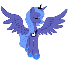 Size: 1378x1175 | Tagged: safe, artist:reina-del-caos, princess luna, alicorn, pony, g4, eyes closed, female, mare, s1 luna, simple background, solo, spread wings, transparent background, vector