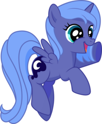 Size: 2500x3055 | Tagged: safe, artist:strawberrythefox1452, princess luna, alicorn, pony, g4, cute, female, filly, happy, high res, lunabetes, simple background, smiling, solo, transparent background, vector, woona