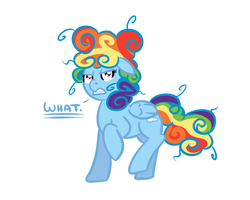 Size: 800x640 | Tagged: safe, rainbow dash, pony, g4, alternate hairstyle, angry, bad hair day, female, messy mane, raised hoof, solo