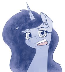 Size: 555x623 | Tagged: safe, artist:duop-qoub, princess luna, alicorn, pony, g4, bust, female, lidded eyes, looking at you, open mouth, portrait, simple background, solo, white background