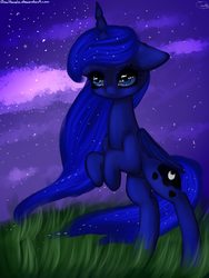 Size: 600x800 | Tagged: safe, artist:anuhanele, princess luna, g4, female, floppy ears, night, rearing, solo