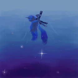 Size: 960x960 | Tagged: safe, artist:madeline13trent, princess luna, g4, eyes closed, female, flying, night, solo