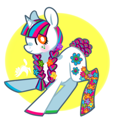 Size: 877x913 | Tagged: safe, artist:crayonkat, oc, oc only, pony, unicorn, adoptable, flower, solo