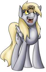 Size: 497x776 | Tagged: safe, artist:baffleddingo, derpy hooves, pegasus, pony, g4, balancing, cute, derpabetes, eyes on the prize, female, happy, mare, muffin, open mouth, ponies balancing stuff on their nose, simple background, smiling, solo, that pony sure does love muffins, transparent background