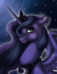 Size: 612x792 | Tagged: safe, artist:dslycaon, princess luna, g4, female, floppy ears, solo, tongue out