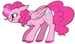 Size: 555x327 | Tagged: source needed, safe, artist:lulubell, pinkie pie, alicorn, pony, g4, female, pinkiecorn, race swap, simple background, solo, transparent background, xk-class end-of-the-world scenario