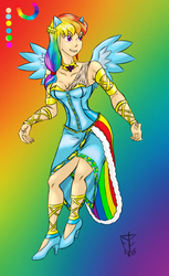 Size: 794x1299 | Tagged: safe, artist:faroth, rainbow dash, equestria girls, g4, my little pony equestria girls: rainbow rocks, clothes, dress, eared humanization, humanized, nail polish, ponied up, winged humanization