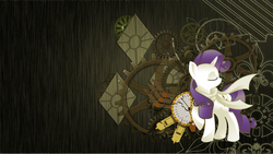 Size: 1920x1080 | Tagged: safe, artist:ultimiant, rarity, g4, clothes, female, gears, scarf, solo, steampunk, wallpaper