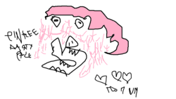 Size: 1152x648 | Tagged: safe, pinkie pie, g4, 1000 hours in ms paint, ambiguous gender, faic, heart, misspelling, ms paint, solo, stylistic suck, wat, wtf