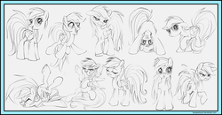 Size: 13314x6917 | Tagged: safe, artist:uminanimu, rainbow dash, g4, 3:, :o, absurd resolution, angry, bedroom eyes, eyes closed, floppy ears, gritted teeth, happy, open mouth, raised hoof, scrunchy face, sketch, smiling, smirk, spread wings