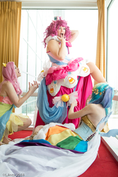 Size: 600x900 | Tagged: safe, artist:dust-bunny, artist:flying-fox, artist:koi-ishly, fluttershy, pinkie pie, rainbow dash, human, g4, cosplay, irl, irl human, photo