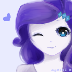 Size: 1024x1024 | Tagged: safe, artist:ayachiichan, rarity, equestria girls, g4, female, solo, wink