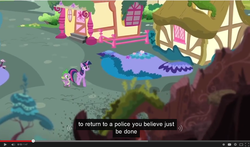 Size: 1279x751 | Tagged: safe, screencap, spike, twilight sparkle, alicorn, pony, castle sweet castle, g4, season 5, female, mare, meme, twilight sparkle (alicorn), youtube caption